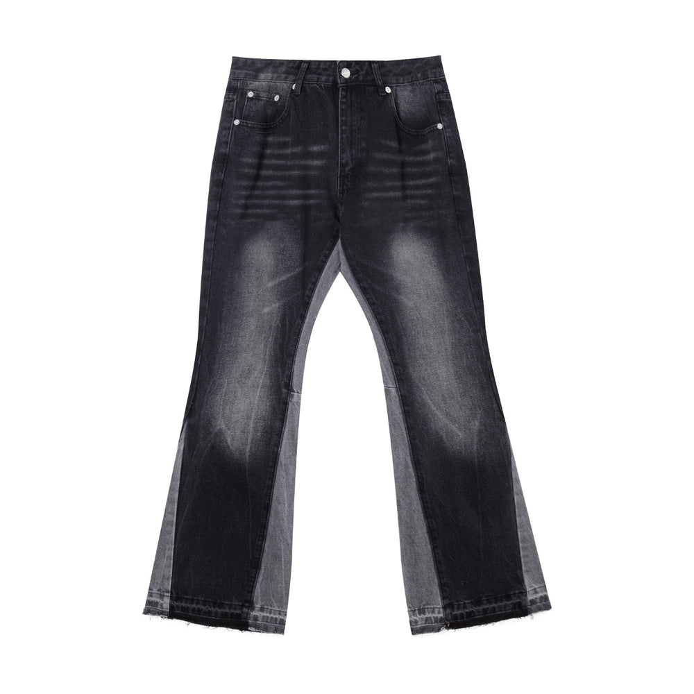 Gallery Depot's new basic versatile washed patchwork micro flared jeans, American retro casual pants