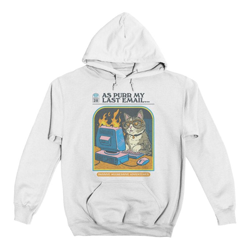 Autumn and winter 380g heavy loose men's pure cotton thick European and American dark fun illustration direct spray hooded sweatshirt
