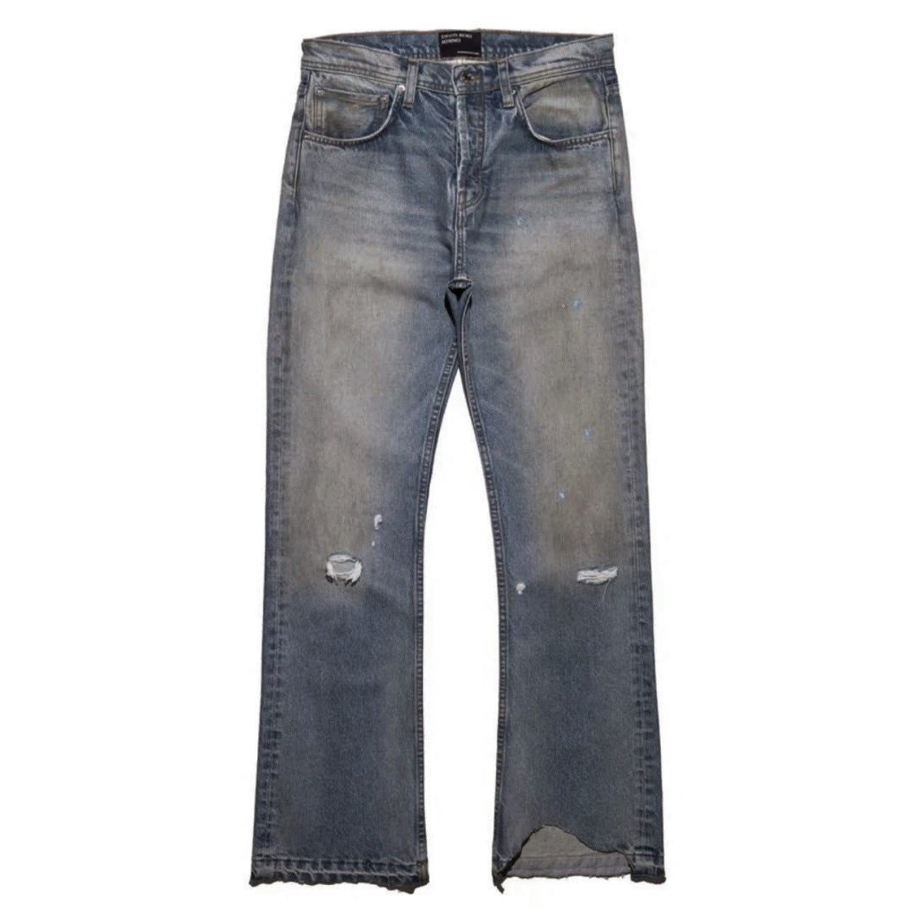 ERD melancholic rich second-generation 25s retro washed knife cuts through holes to make old, burns embroidery stickers, micro flared jeans