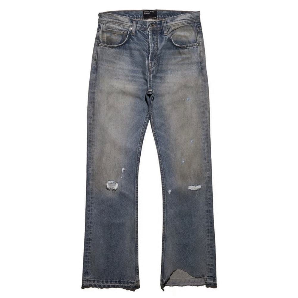 ERD melancholic rich second-generation 25s retro washed knife cuts through holes to make old, burns embroidery stickers, micro flared jeans