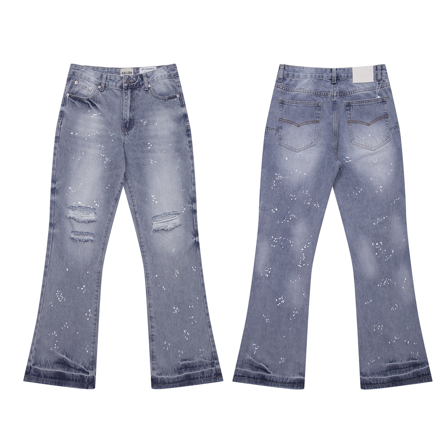 High version Gallery Depot new basic washed micro flared blue patchwork jeans versatile pants