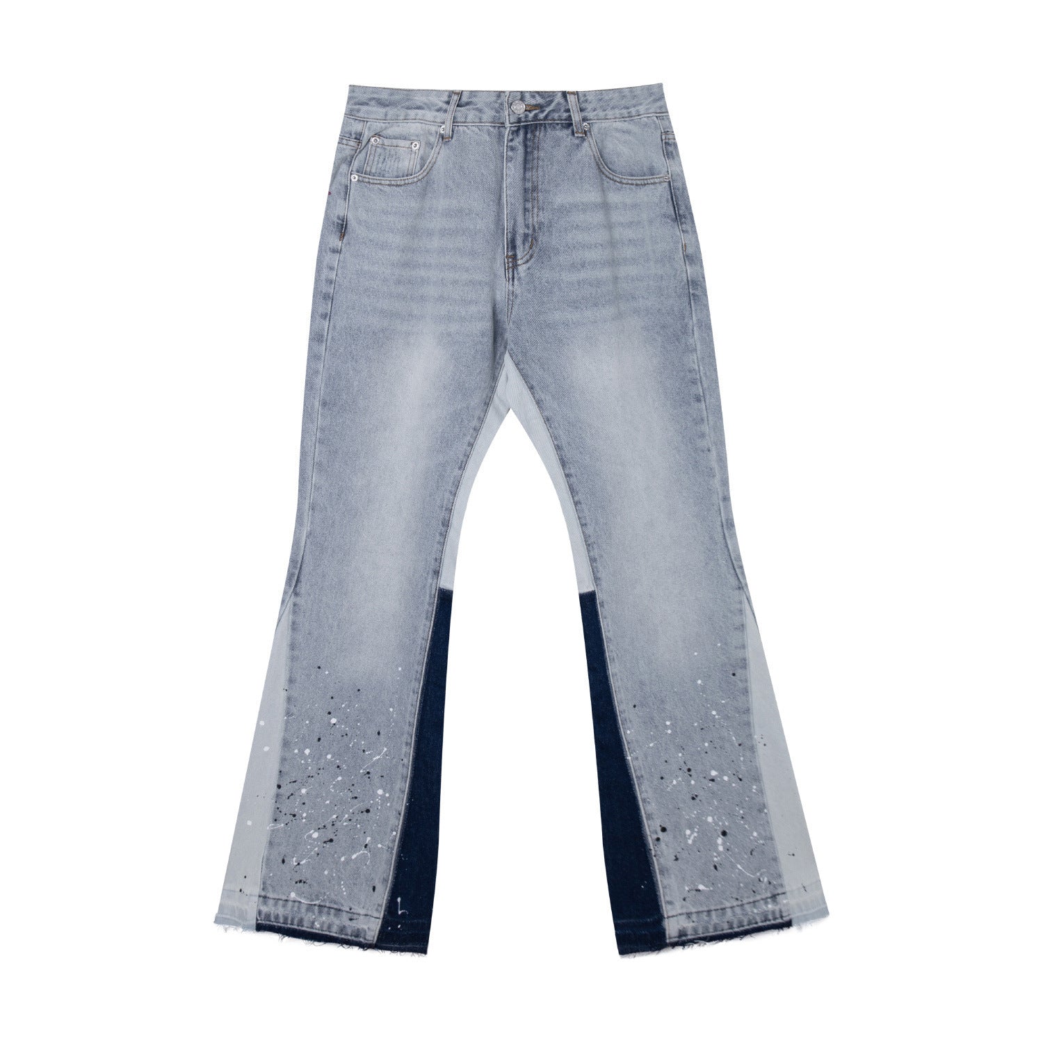 Gallery Depot Versatile Inkjet Drilled Hole Washed Micro Pull Splicing Jeans American Casual Pants