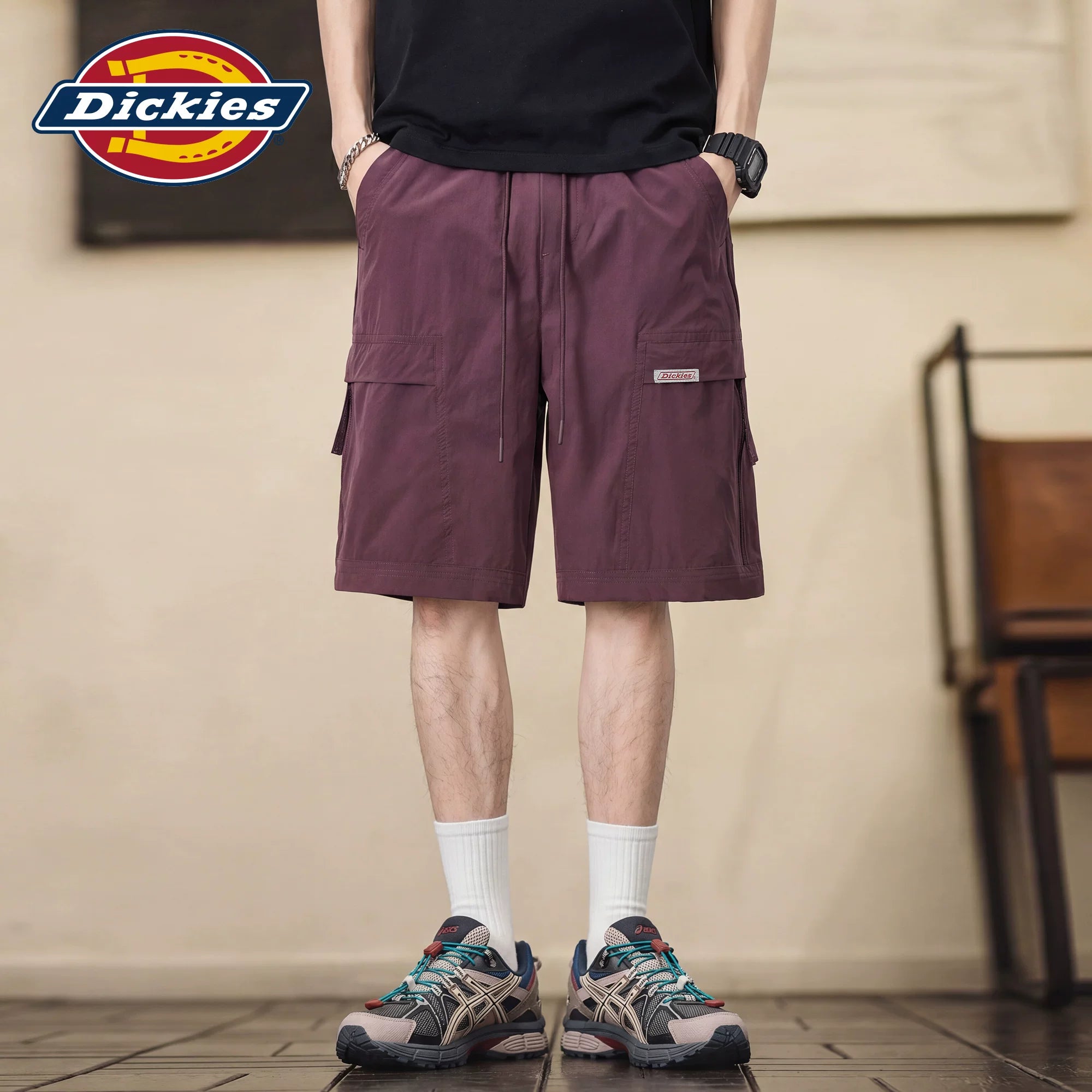 Dickies Emperor Cool Suitable Summer Casual Shorts Men's American Loose Solid Color Straight Black Work Clothes Pentagram Pants M