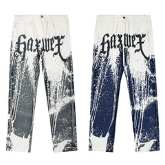 GALLERYDEPT European and American high street Vibe style splashed ink graffiti sticker skin leopard print loose washed straight leg pants