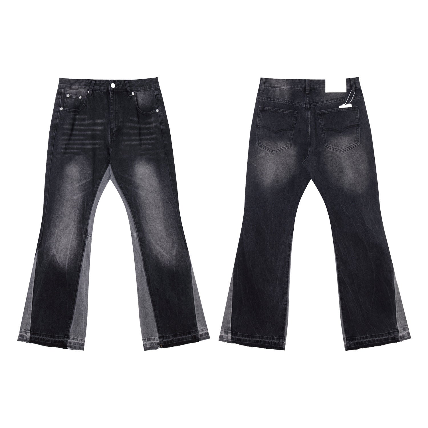 Gallery Depot's new basic versatile washed patchwork micro flared jeans, American retro casual pants