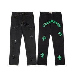 GALLERYDEPT European and American high street Vibe style splashed ink graffiti sticker skin leopard print loose washed straight leg pants
