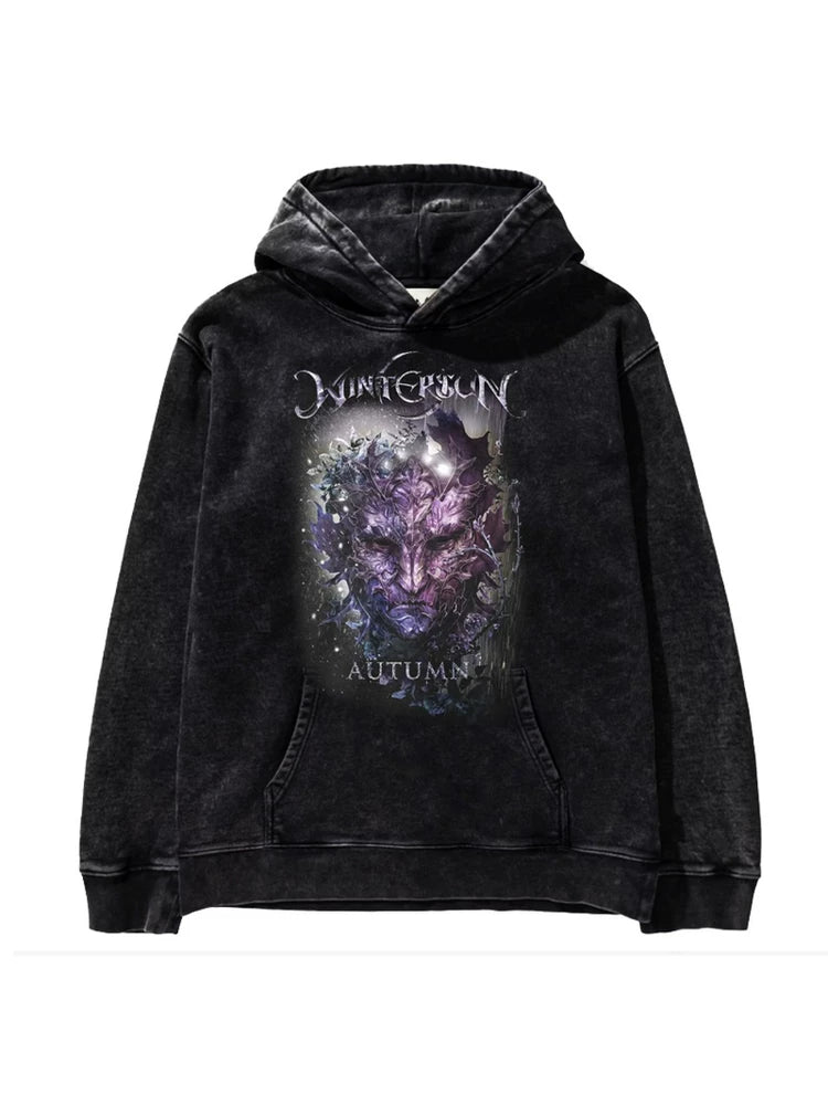 芬兰金属摇滚Wintersun冰寒烈日乐队美式保暖水洗做旧连帽卫衣男
