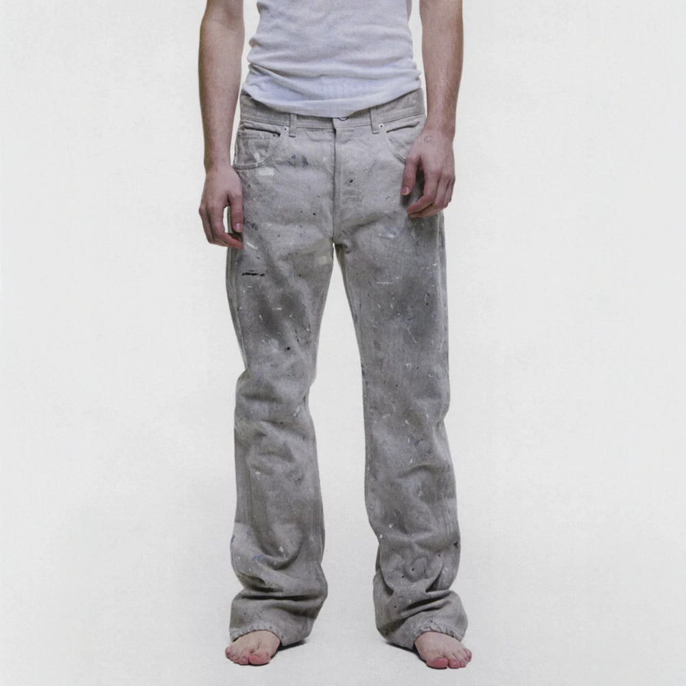 EnfantsRiches Deporimes new washed, knife cut, damaged, burned, slightly flared, worn, dirty jeans