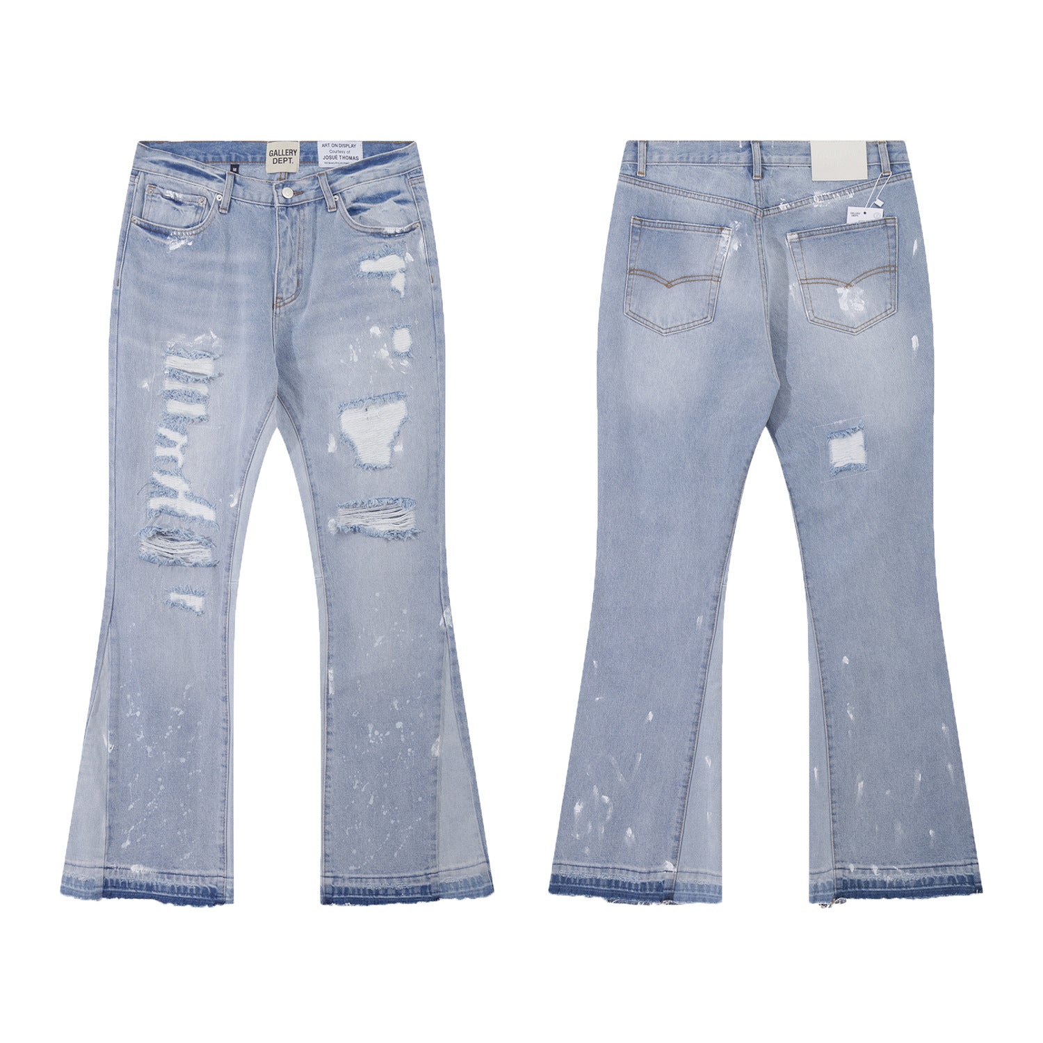 High version Gallery Depot new basic washed micro flared blue patchwork jeans versatile pants