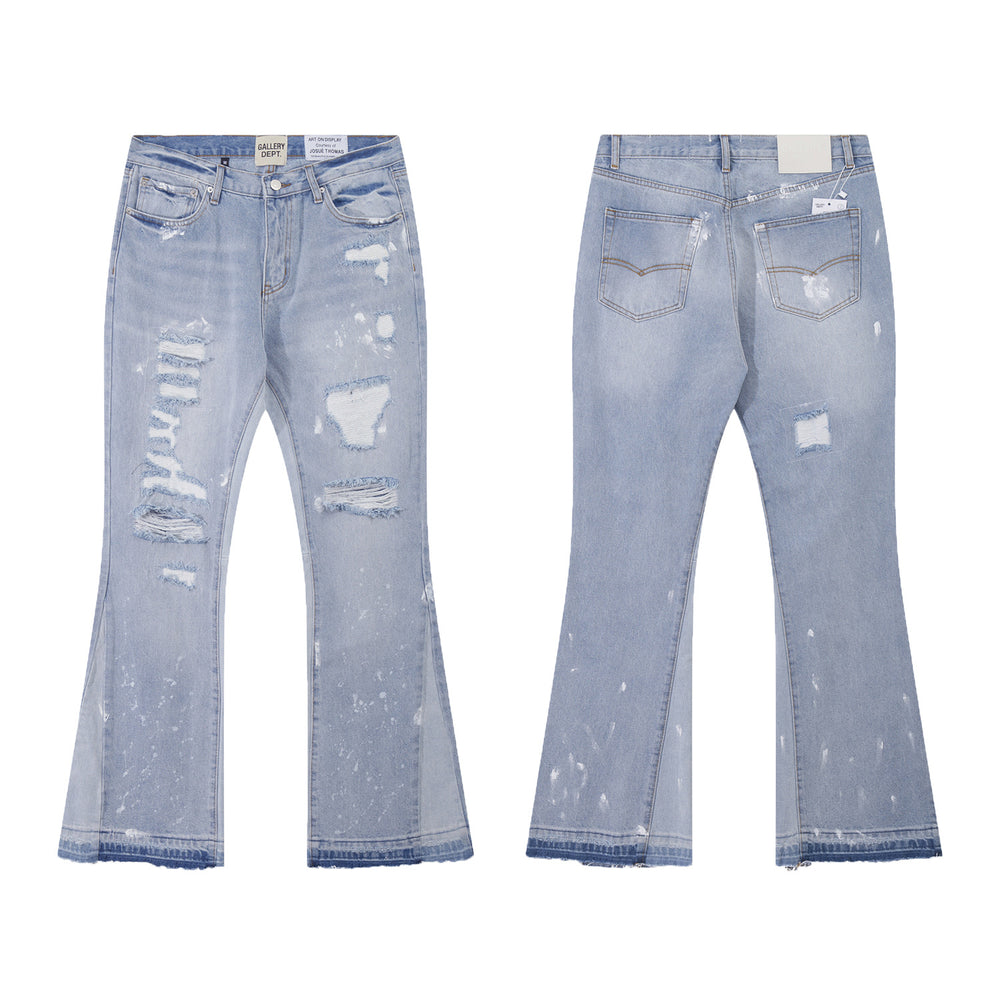 High version Gallery Depot new basic washed micro flared blue patchwork jeans versatile pants