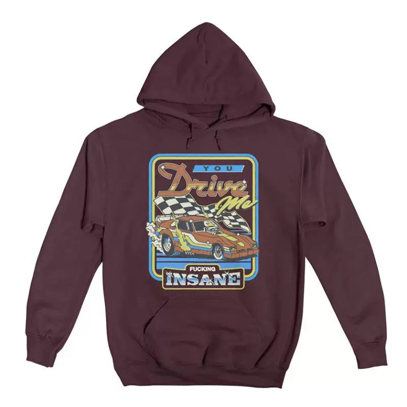 Autumn and winter 380g heavy loose men's pure cotton thick European and American dark fun illustration direct spray hooded sweatshirt