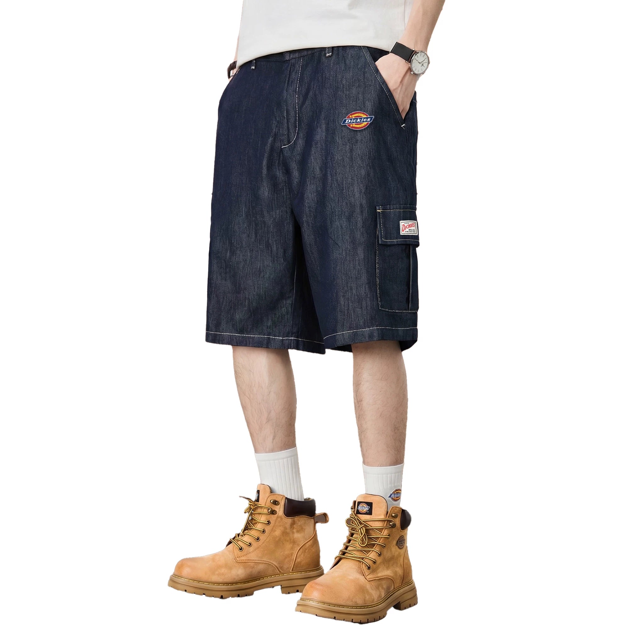 Diesel Dickies denim shorts for boys in summer, thin, loose, straight leg, five quarter pants M