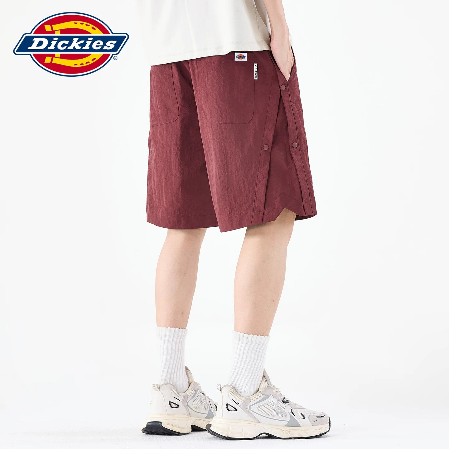 Dickies Emperor Cool Summer Wine Red Wide Leg Casual Shorts for Men, Thin, Loose, Straight Leg, Five Cent Shorts Y