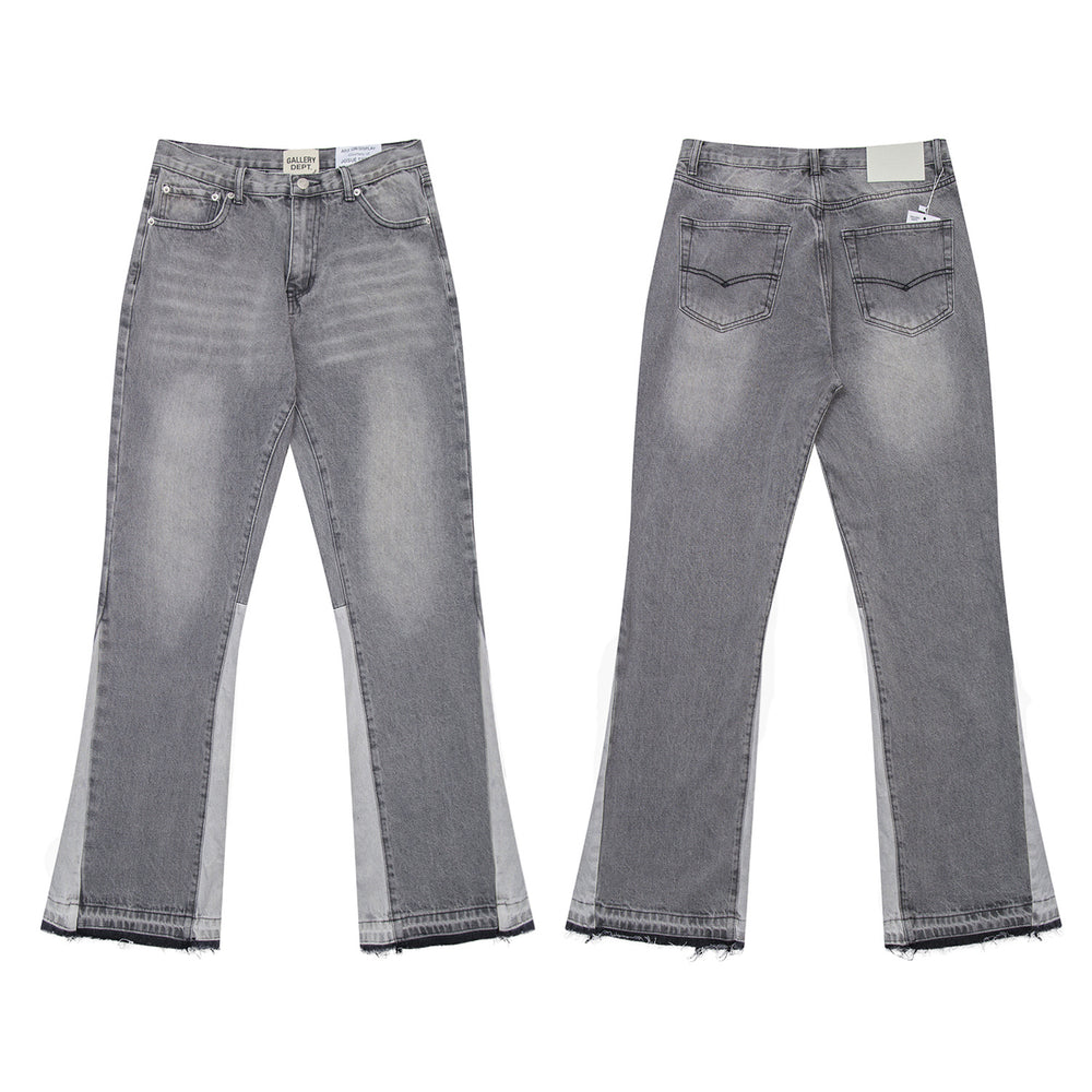 High version Gallery Depot new basic washed micro flared blue patchwork jeans versatile pants