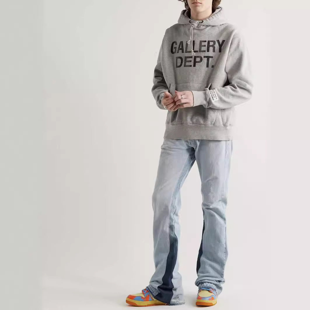 Gallery Depot's new basic style washed micro flared spliced jeans trendy brand men's and women's casual versatile pants