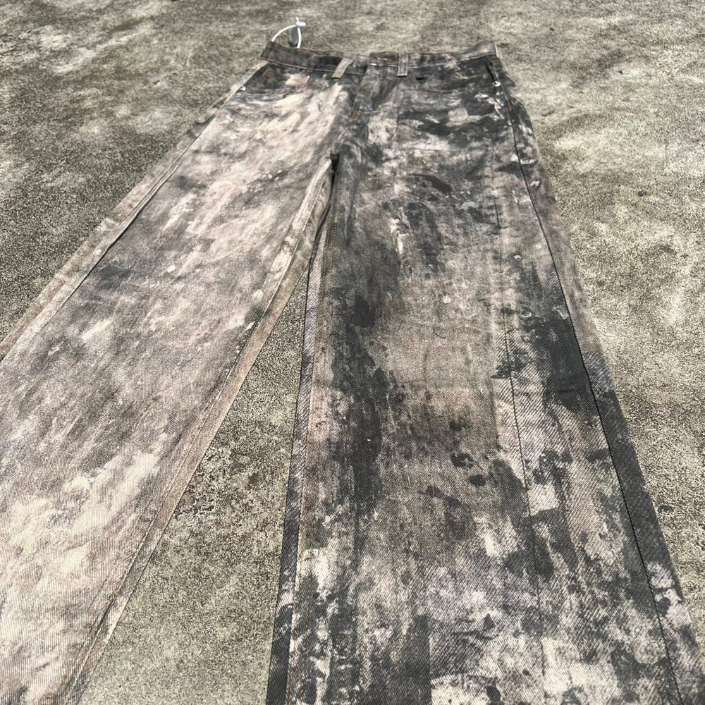 AC style flat replacement 1981F inkjet graffiti vintage loose wide leg casual jeans 3D printing series is the god