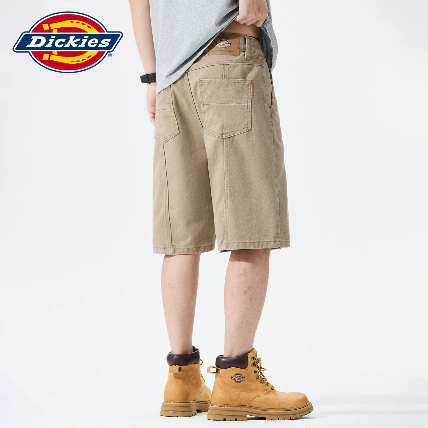 Dickies Emperor Cool Suitable American Retro Splicing Cowboy Shorts for Men Summer Loose Thin Wide Leg Pentagram Pants Y