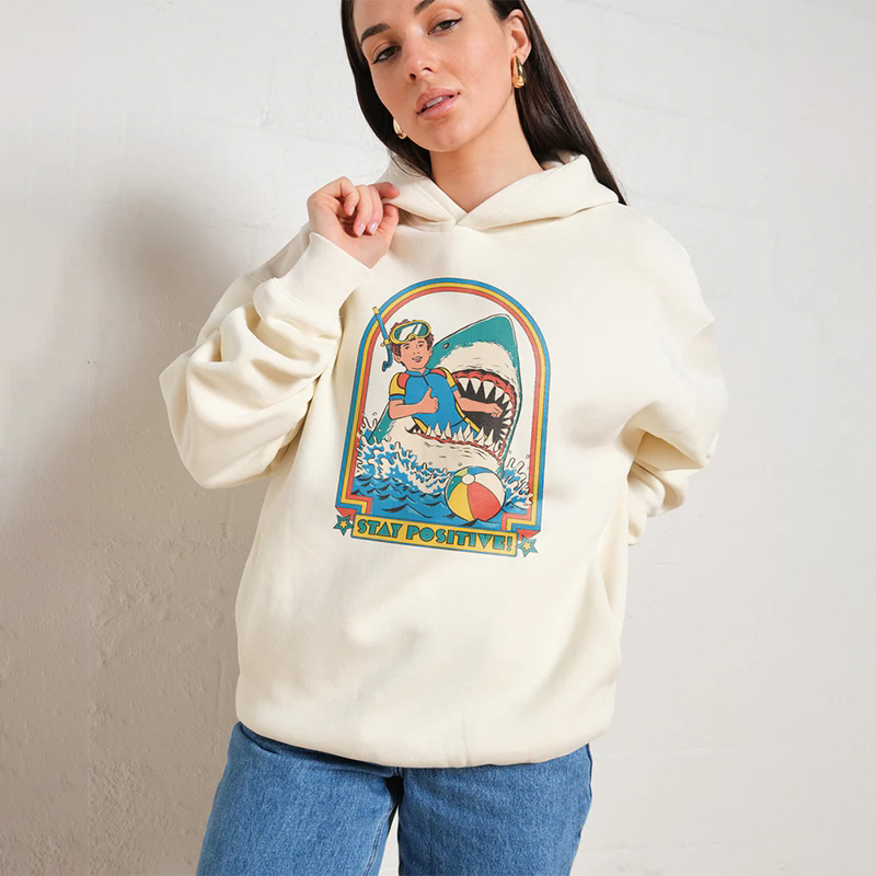 European and American Dark Fun Illustration Shark Cat Dog Little Ghost Printed Pattern Men's and Women's Loose Straight Spray Hoodie Autumn