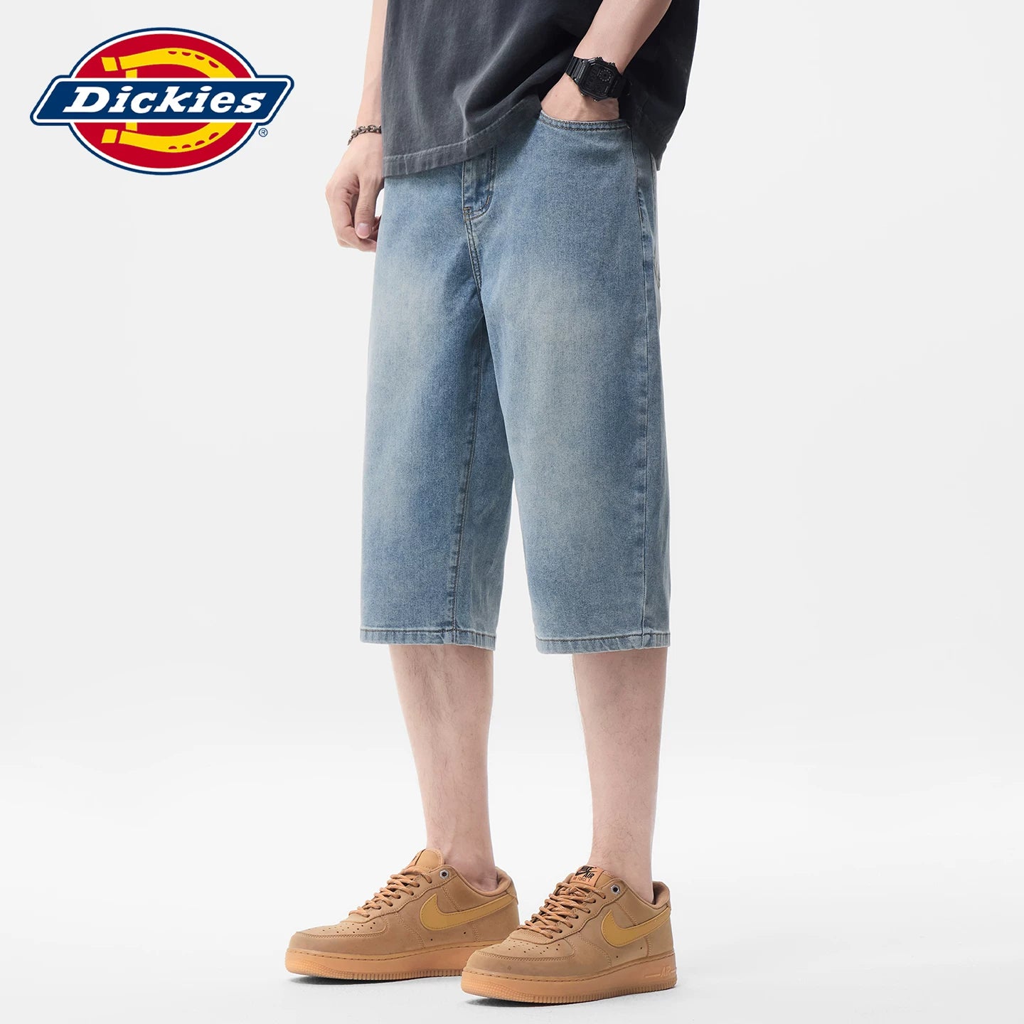 Diesel Dickies Thin Wash denim shorts for men's summer straight leg cropped pants Y