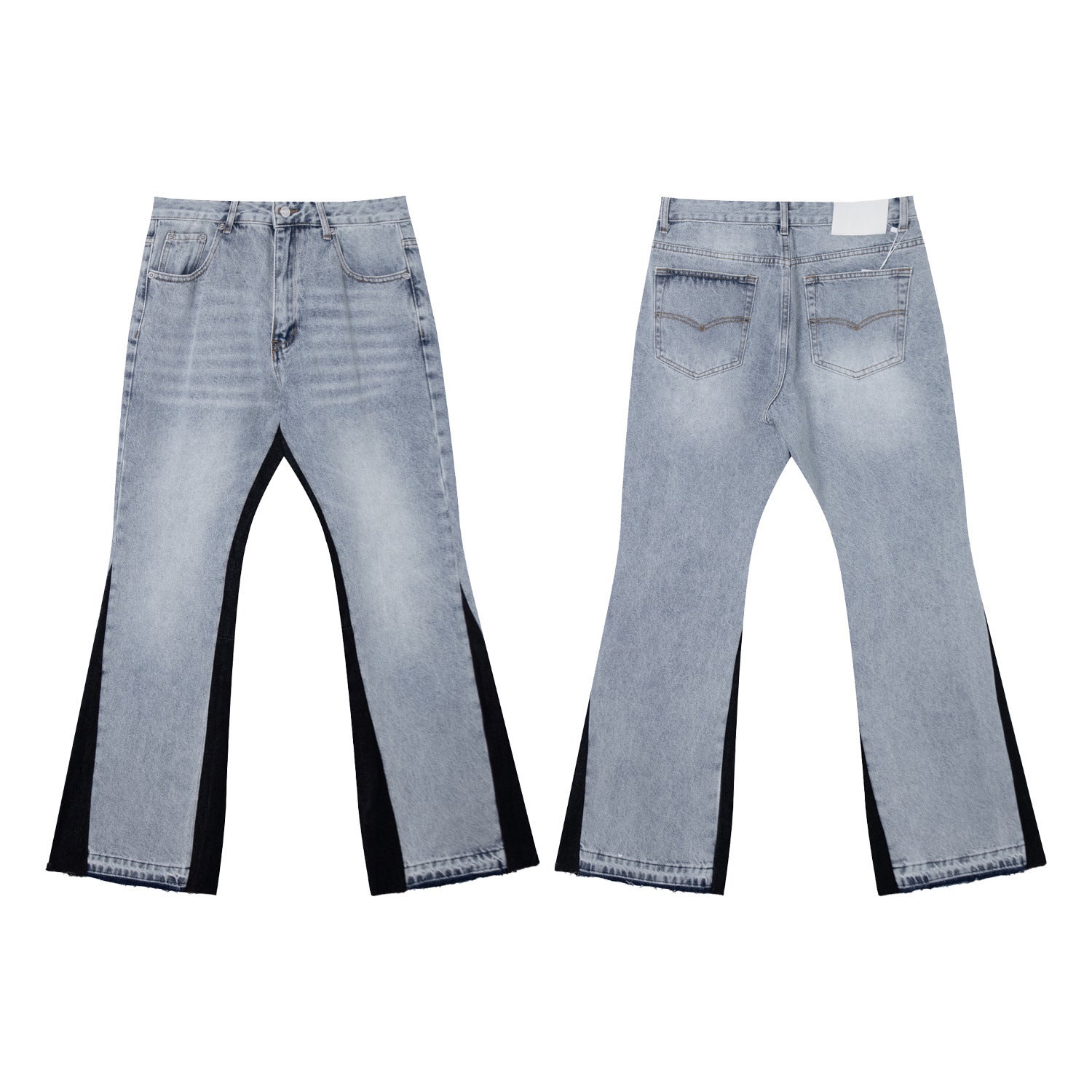 Gallery Depot's new basic versatile washed patchwork micro flared jeans, American retro casual pants