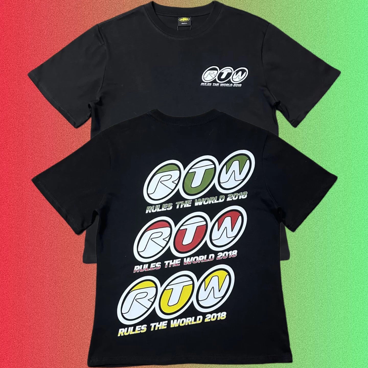 Corteiz Arch Logo Yellow Typography Black T-Shirt