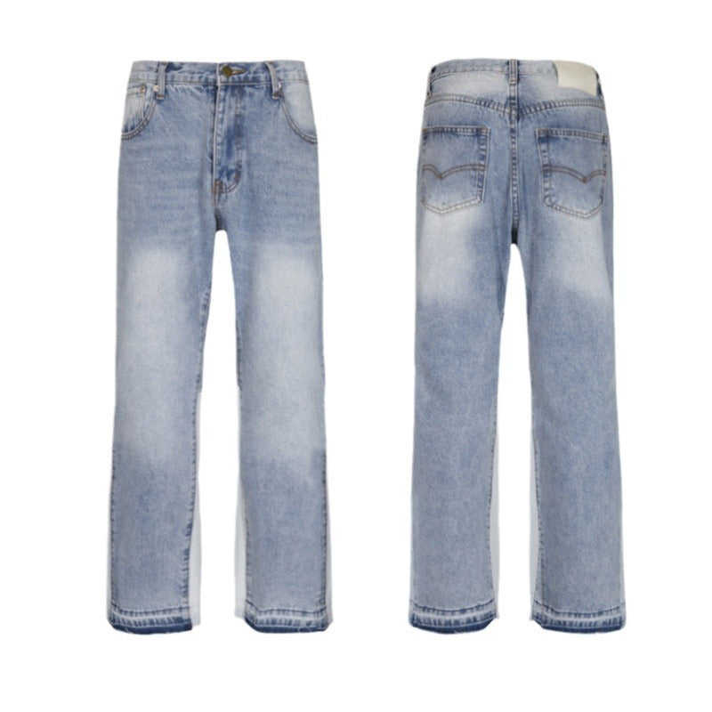 High version Gallery Depot new basic washed micro flared blue patchwork jeans versatile pants