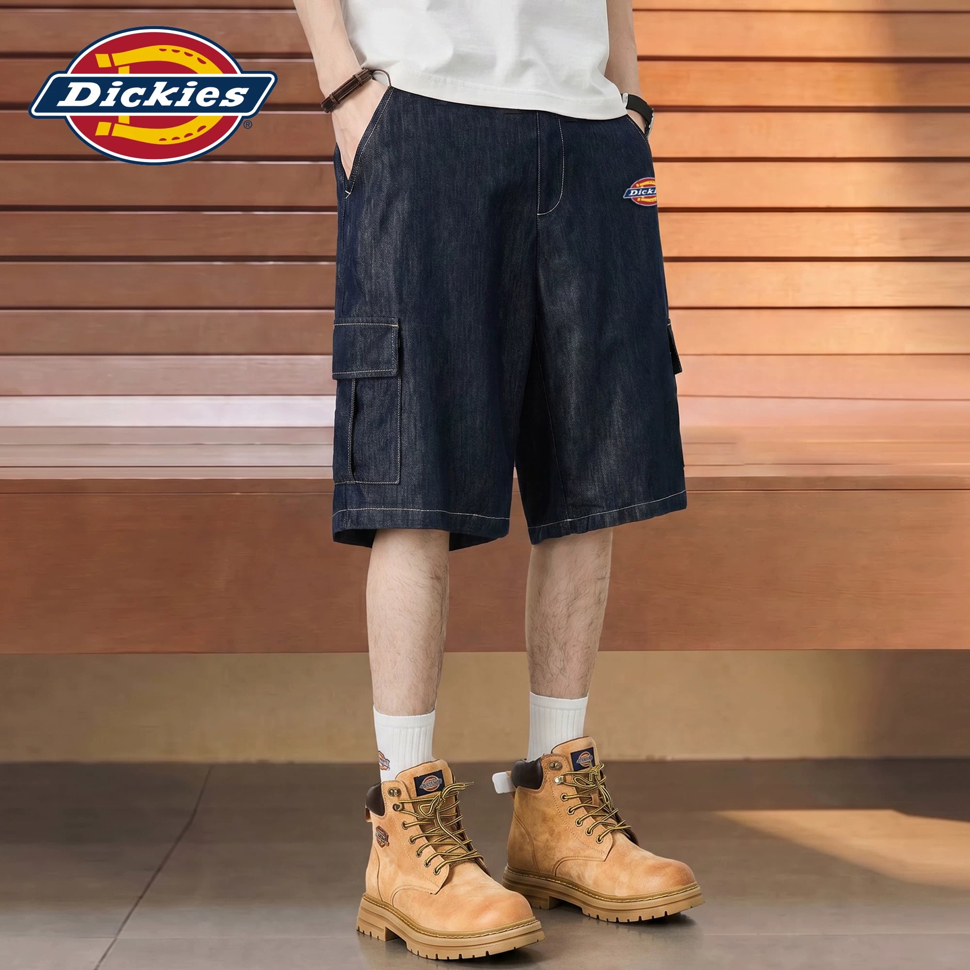 Diesel Dickies denim shorts for boys in summer, thin, loose, straight leg, five quarter pants M
