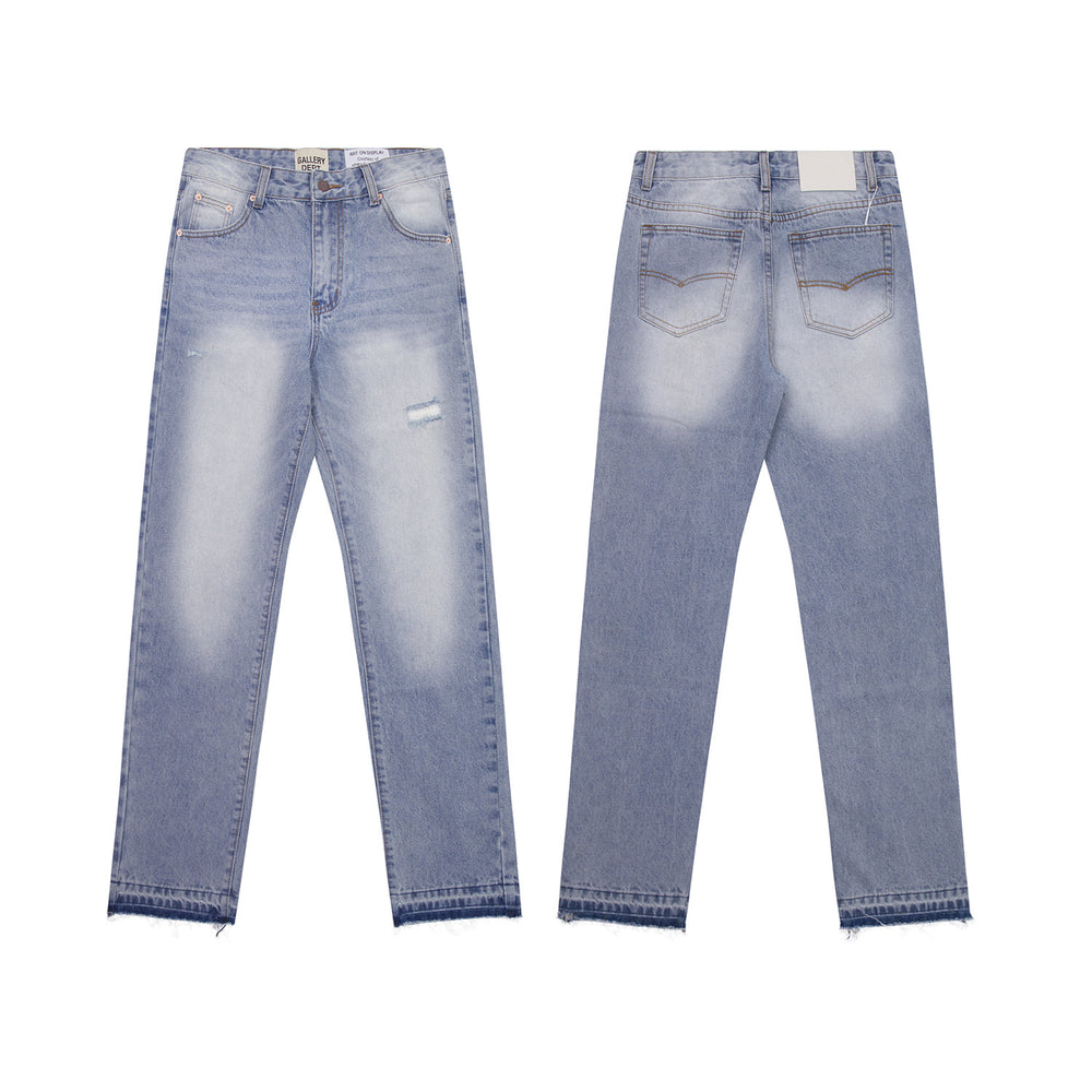 Gallery Depot's new basic style washed small straight leg leg leg tied jeans American high street casual pants