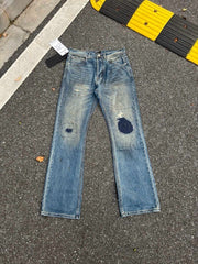 Erd Melancholy Rich Second Generation Scratch, Make Old Patches, Hand Sew, Middle Waist, Patchwork Details, Trumpet Jeans, Men's and Women's Styles