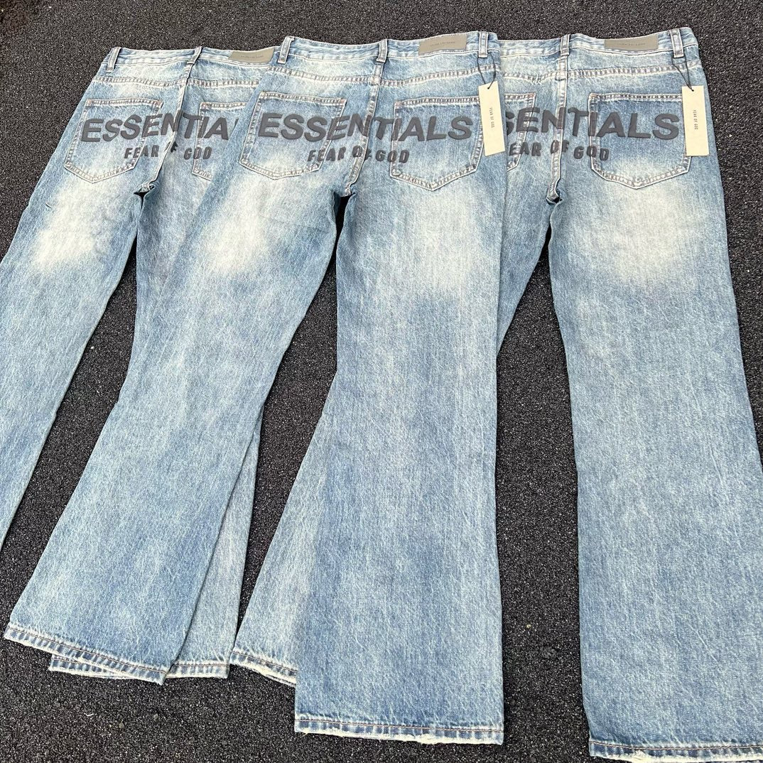 High version FEAROFGOD double line blue heavy-duty washed denim jeans for high street couples, men's and women's jeans