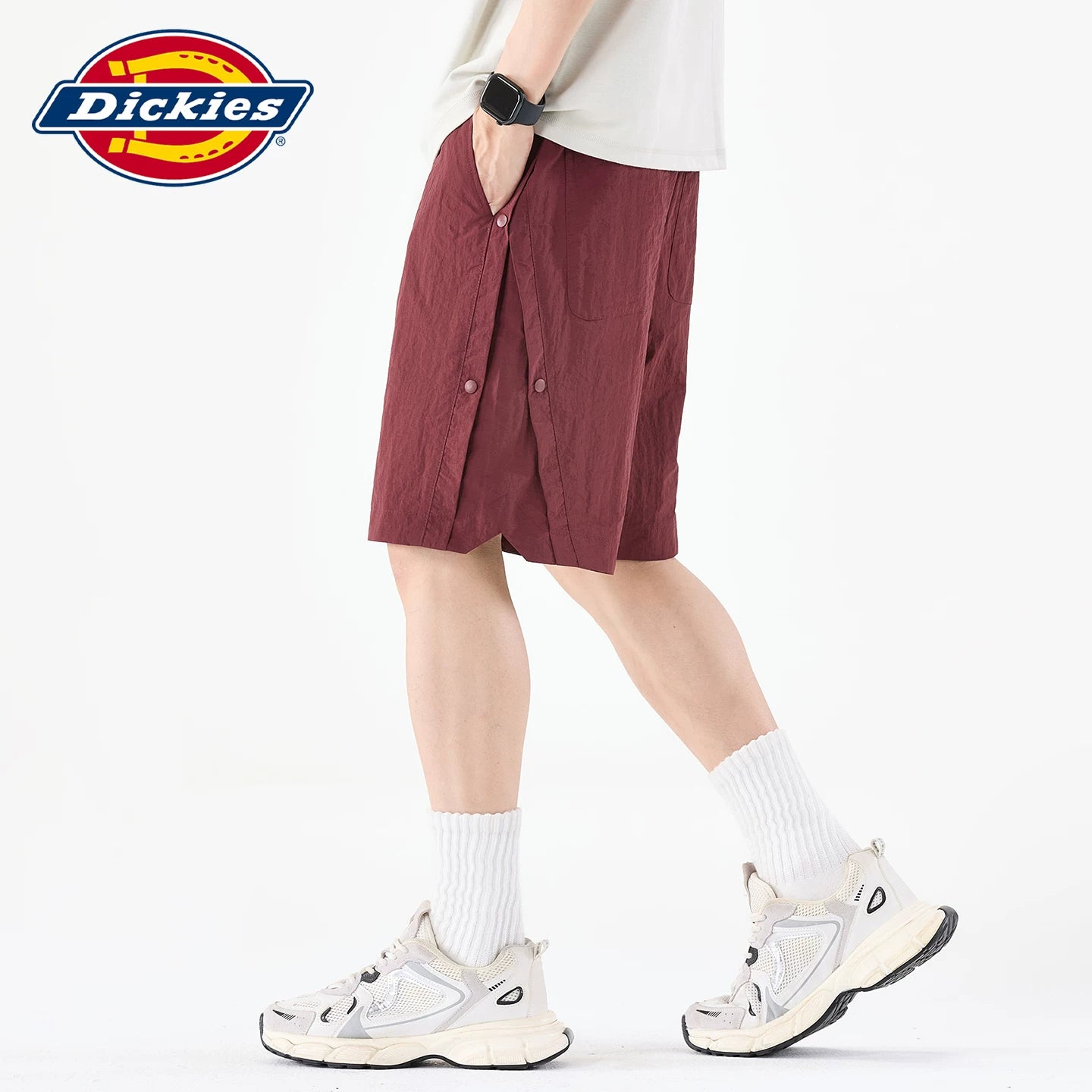 Dickies Emperor Cool Summer Wine Red Wide Leg Casual Shorts for Men, Thin, Loose, Straight Leg, Five Cent Shorts Y