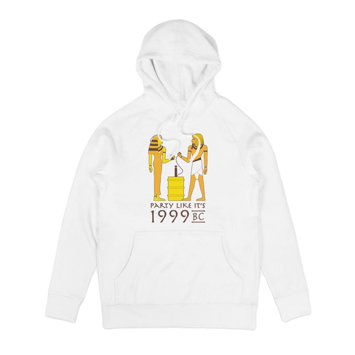 Egyptian style illustration party simple American retro straight spray white thick 380g cotton high street hooded sweatshirt