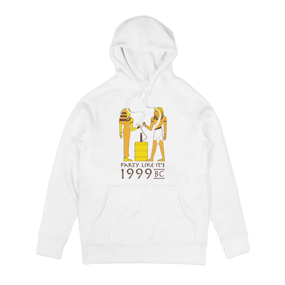 Egyptian style illustration party simple American retro straight spray white thick 380g cotton high street hooded sweatshirt