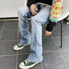 Gallery Depot's new basic versatile washed patchwork micro flared jeans, American retro casual pants