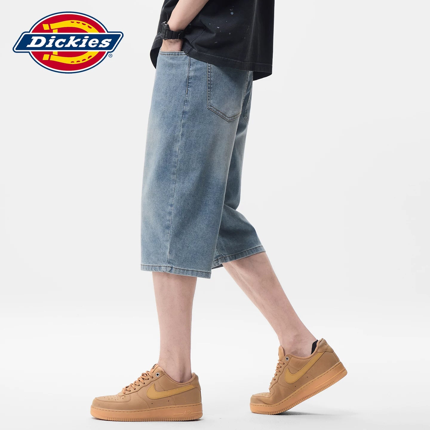 Diesel Dickies Thin Wash denim shorts for men's summer straight leg cropped pants Y