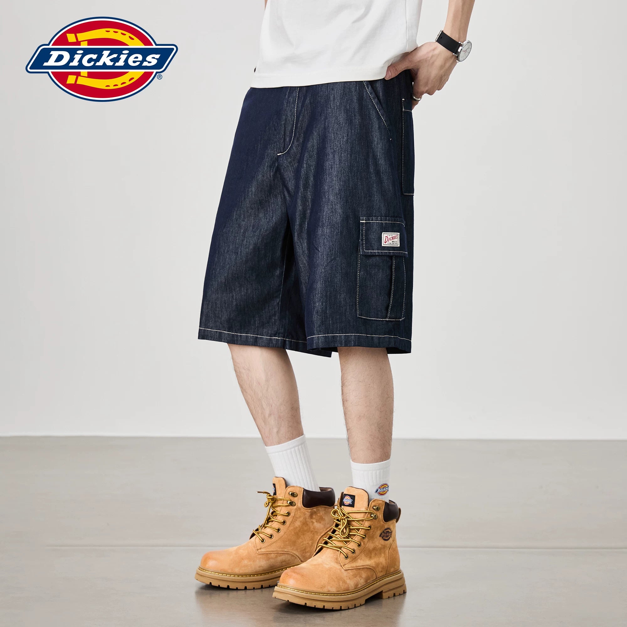 Dickies Emperor Cool Suitable Lyocell Denim Shorts Men's Summer Multi Pocket Casual Middle Pants Straight Leg Pants M