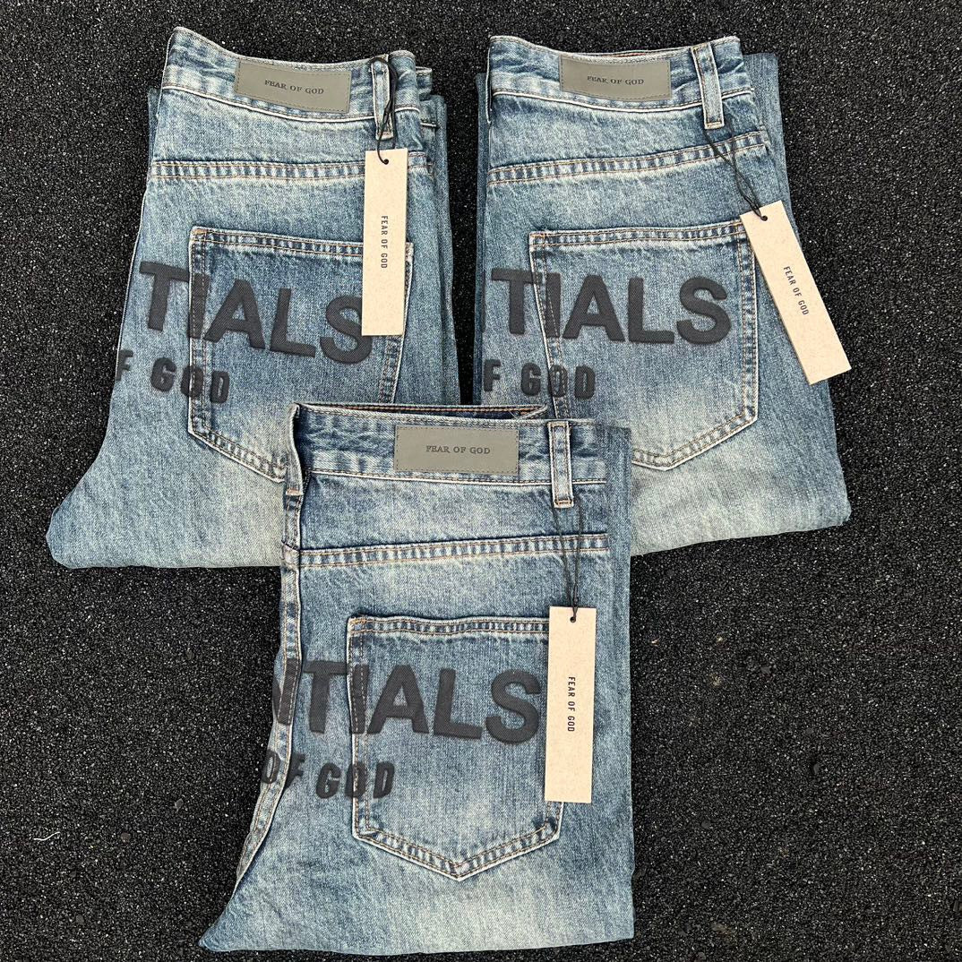 High version FEAROFGOD double line blue heavy-duty washed denim jeans for high street couples, men's and women's jeans