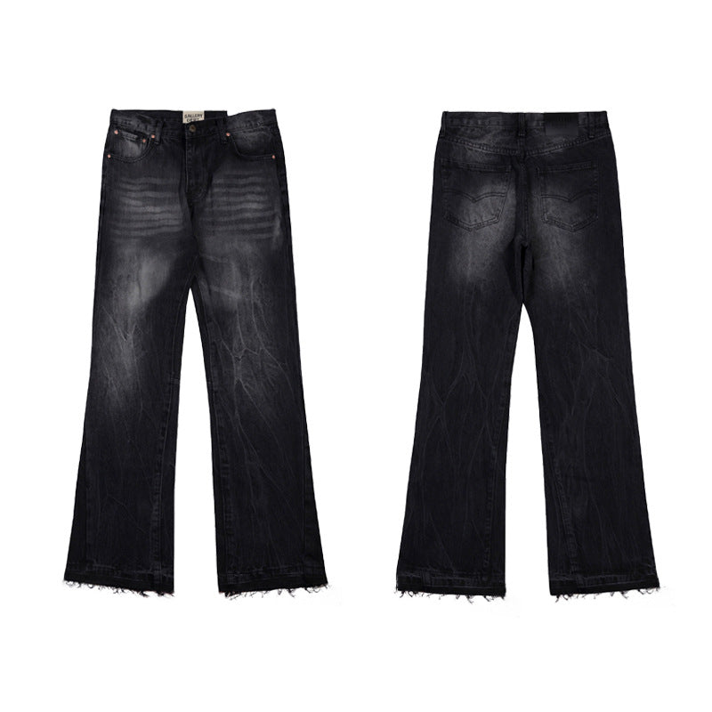 High version Gallery Depot new basic washed micro flared blue patchwork jeans versatile pants