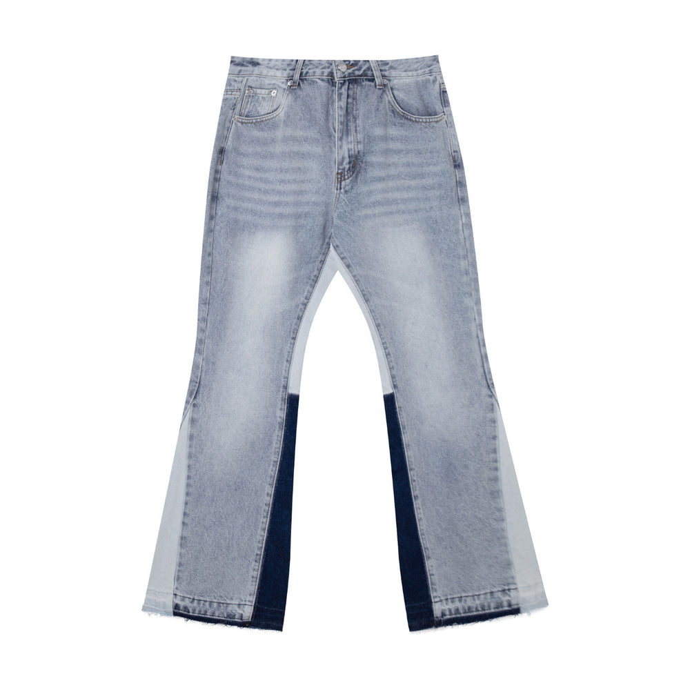 Gallery Depot's new basic versatile washed patchwork micro flared jeans, American retro casual pants
