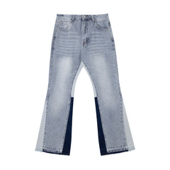Gallery Depot's new basic versatile washed patchwork micro flared jeans, American retro casual pants