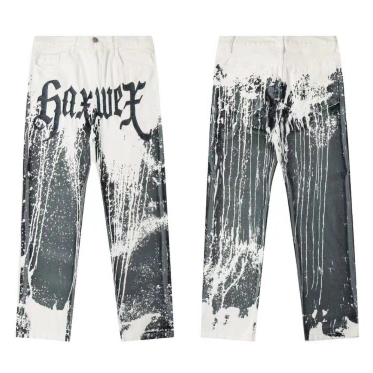 GALLERYDEPT European and American high street Vibe style splashed ink graffiti sticker skin leopard print loose washed straight leg pants
