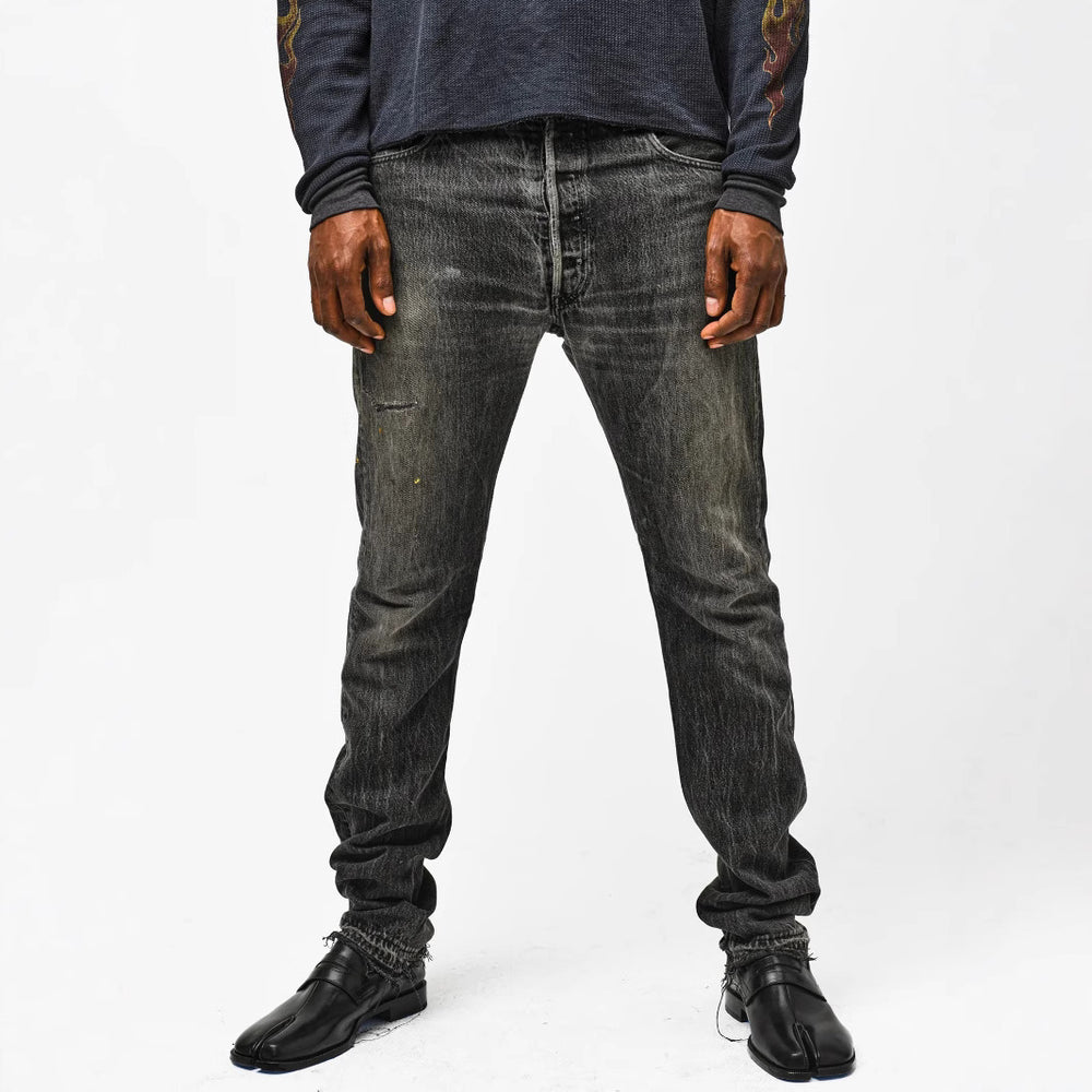 Gallery Depot's new basic style washed small straight leg leg leg tied jeans American high street casual pants