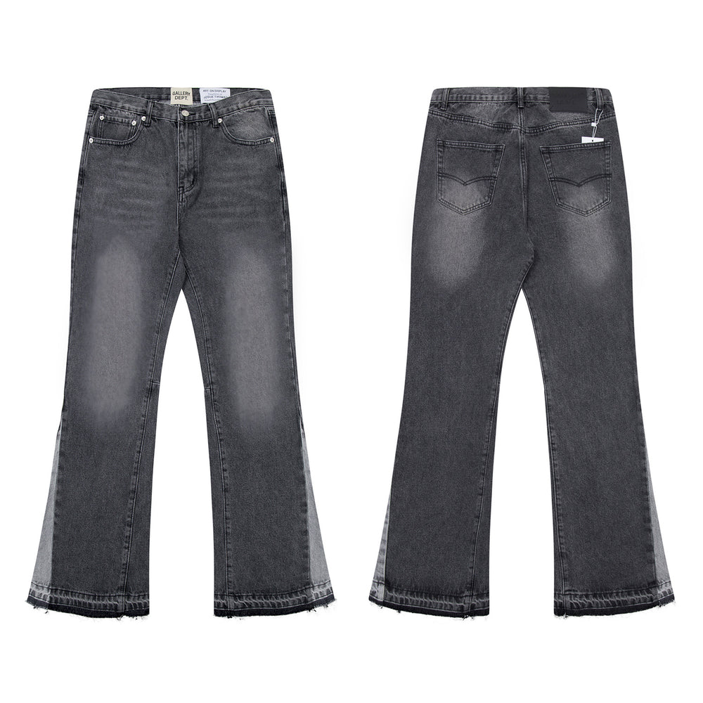 High version Gallery Depot new basic washed micro flared blue patchwork jeans versatile pants