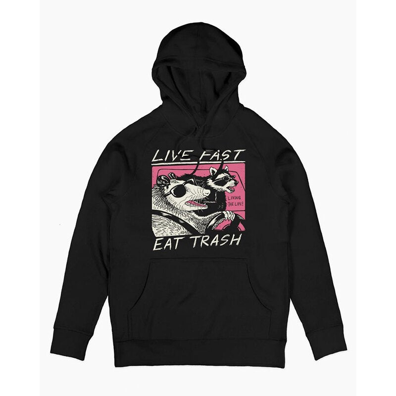Live Fast Eat Trash Fast Food Eating Garbage American Bintage High Street Hoodie