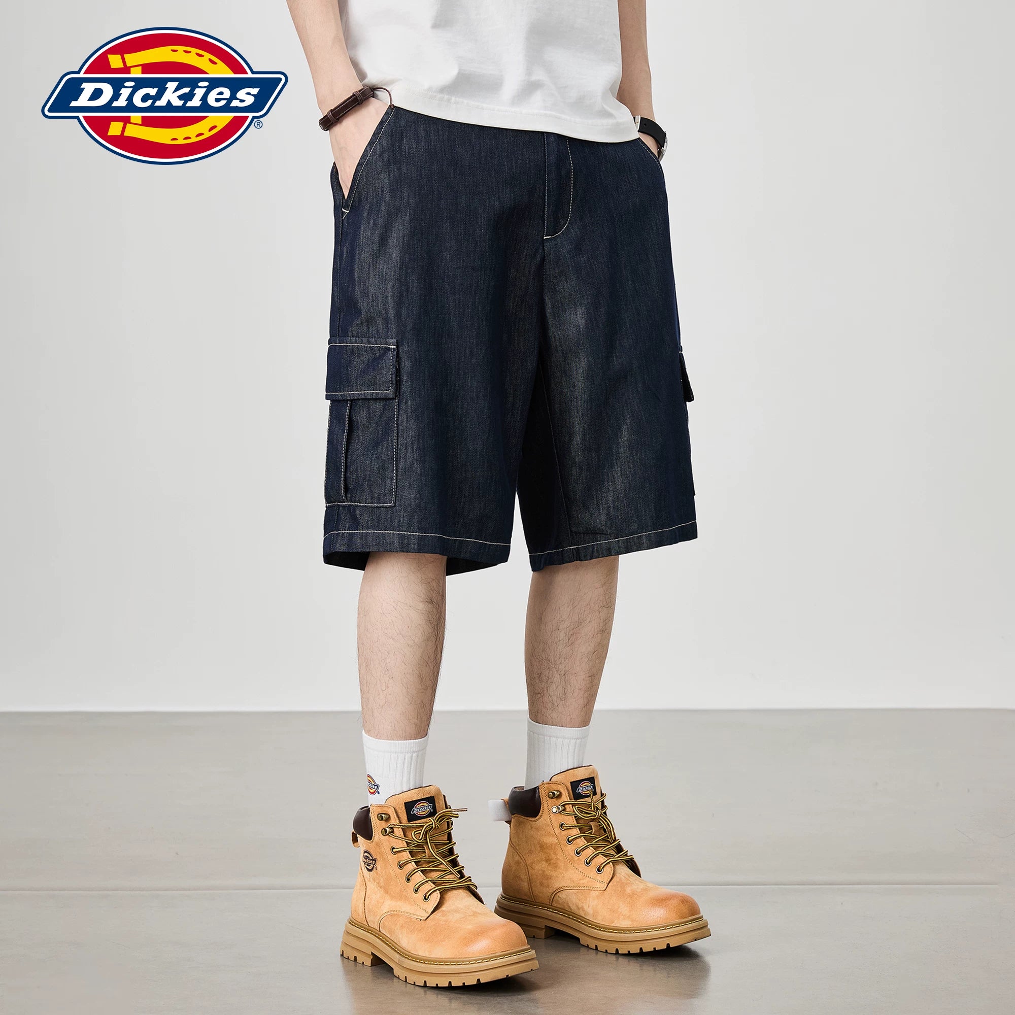 Dickies Emperor Cool Suitable Lyocell Denim Shorts Men's Summer Multi Pocket Casual Middle Pants Straight Leg Pants M