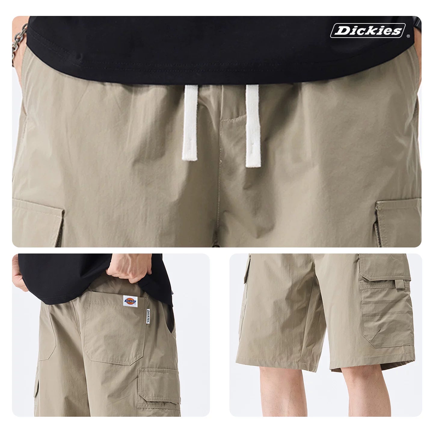Dickies Cool American workwear straight shorts men's summer drawstring design sport thin five quarter pants Y