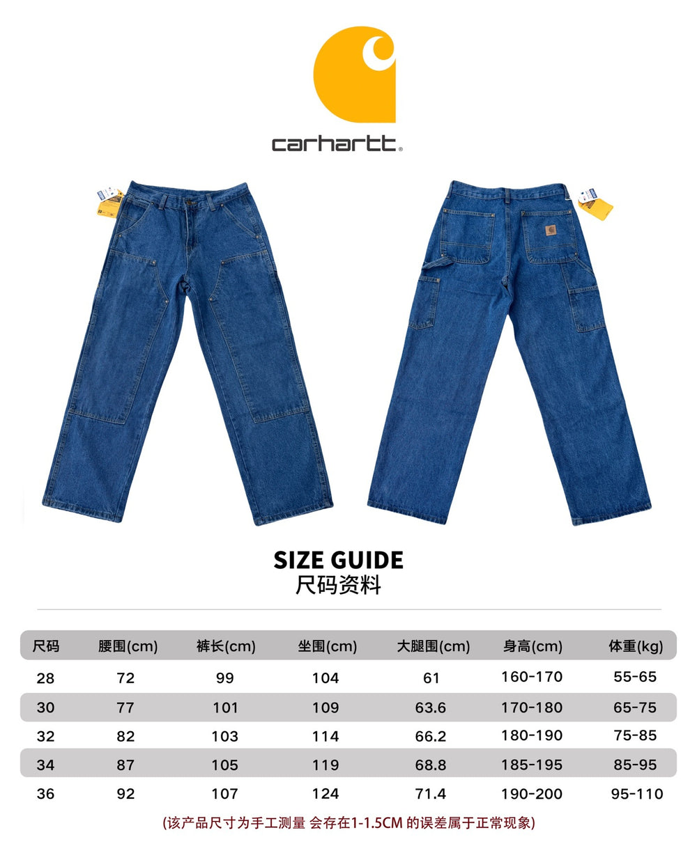 Foreign trade Carhartt woodworking Japanese workwear style jeans for men and women, loose casual straight tube for couples