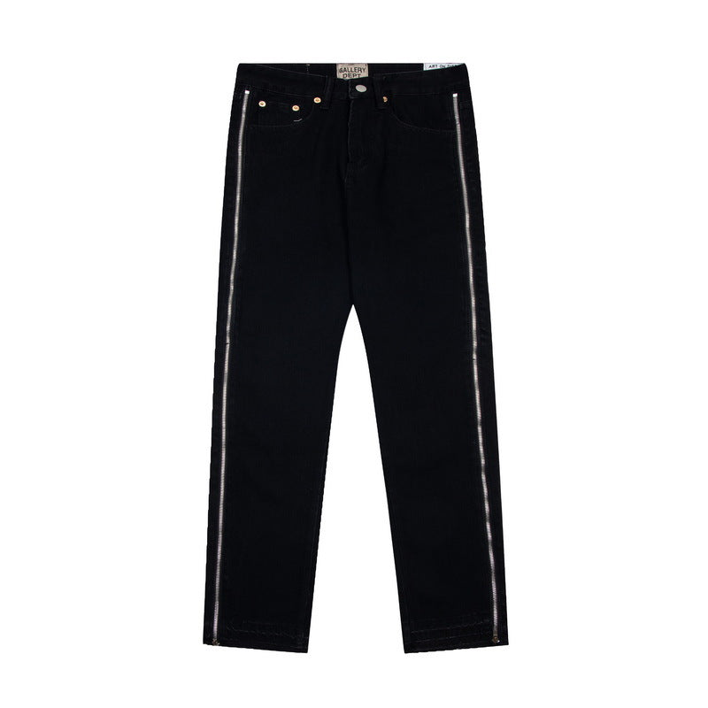 Correct version GALLERYDEPT American high street trendy washed old casual loose side zipper straight leg jeans
