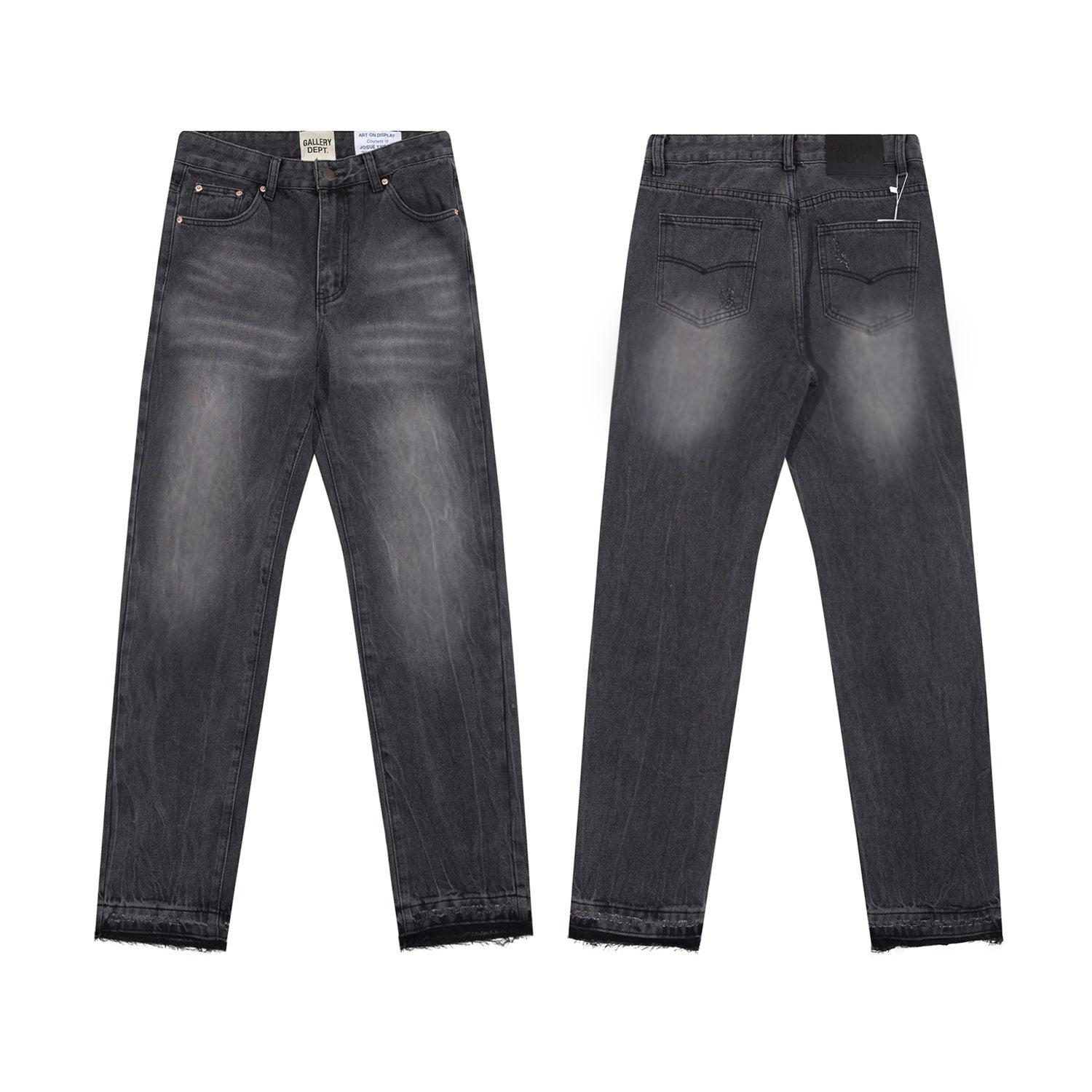 Gallery Depot's new basic style washed small straight leg leg leg tied jeans American high street casual pants