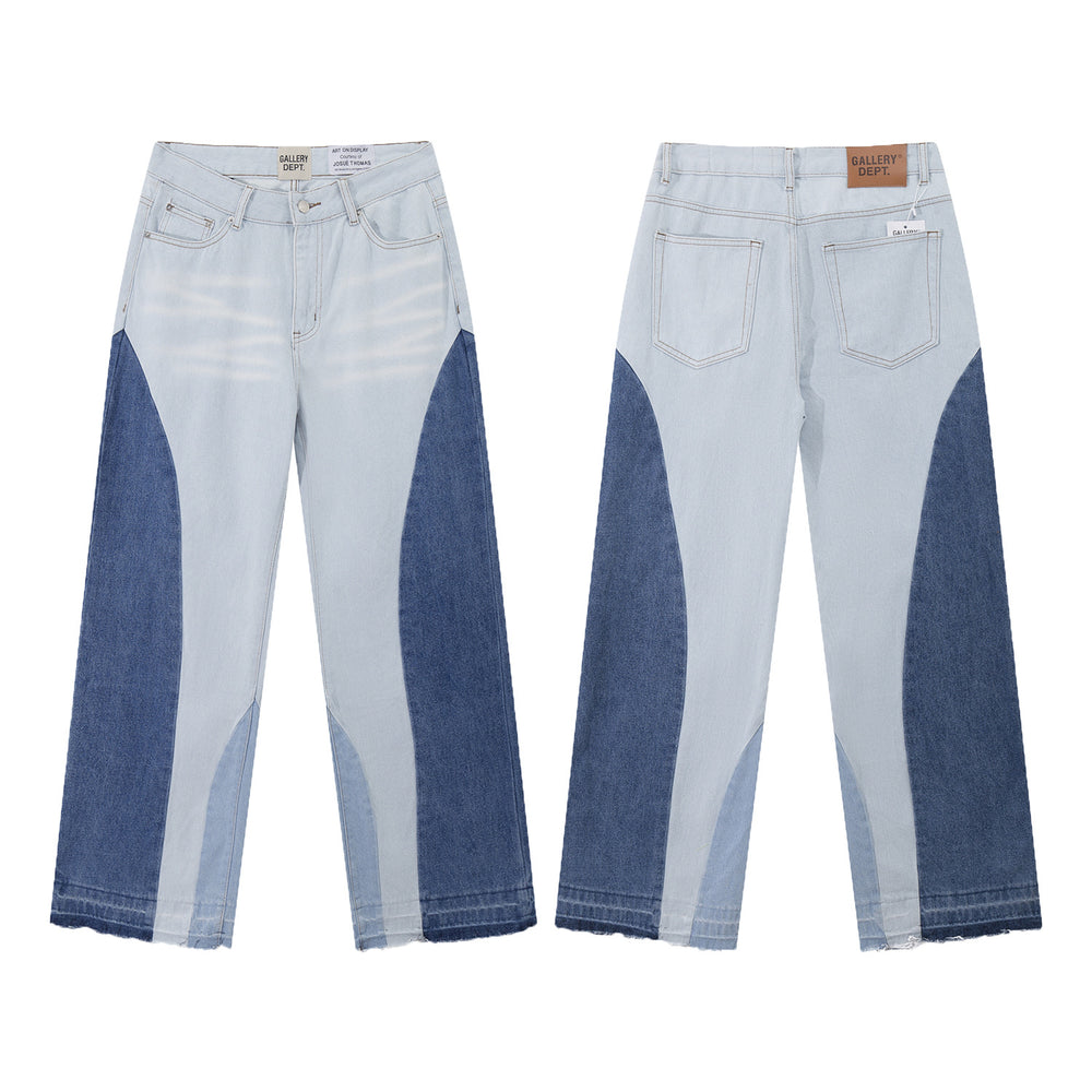 High version Gallery Depot new basic washed micro flared blue patchwork jeans versatile pants